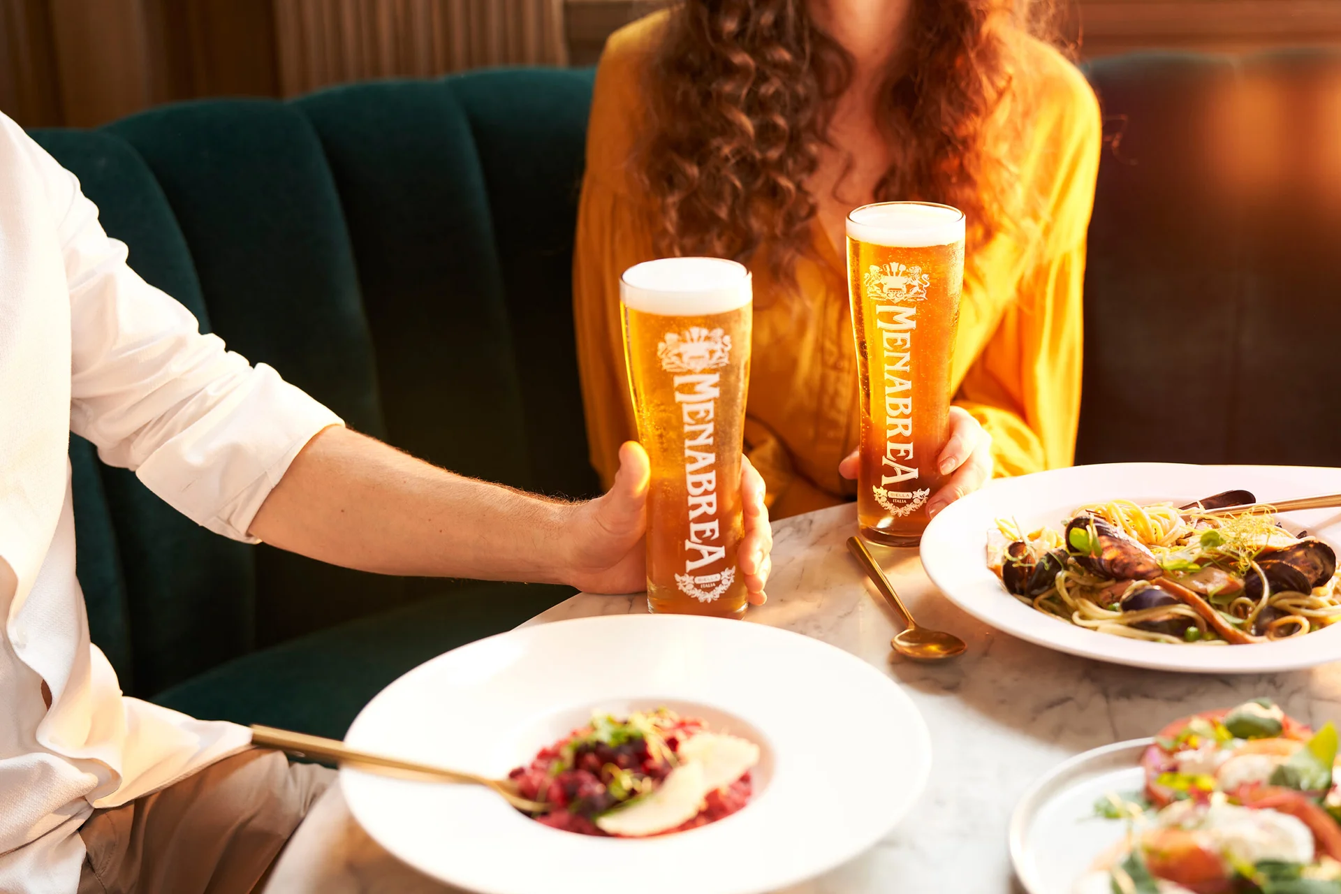 Pint of Menabrea at the table